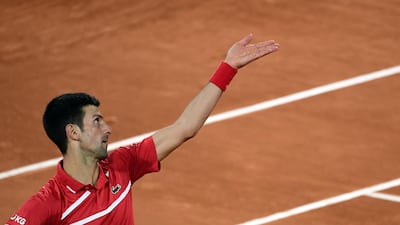 Novak Djokovic on his way to victory. EPA