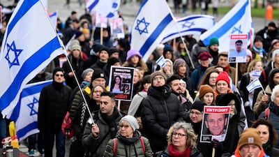 The pro-Israel demonstration in Berlin. AFP