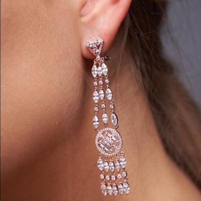 A close-up look at the earrings Mariah Carey wore for her One Year To Go Dubai Expo 2020 concert. Courtesy High Street Jewellery