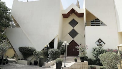Main entrance of the Mushrif, Abu Dhabi, residence of Ludovic Pouille, French ambassador to the UAE. Pawan Singh / The National