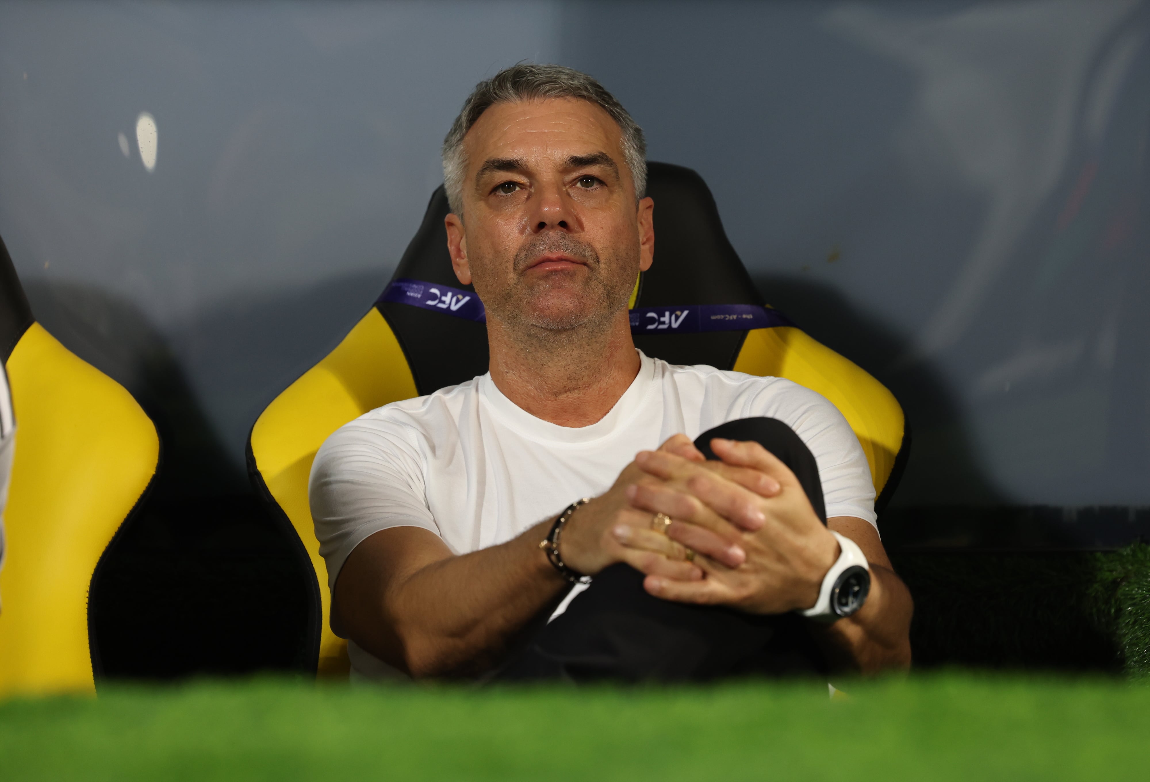 Al Ahli's Croatian coach Marino Pusic before the game. EPA