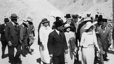 The Belgian royals' visit to the Tomb of Tutankhamun, Valley of the Kings, Egypt, 1923. Getty Images