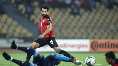 Egypt forward Mohamed Salah sees his shot saved by Sudan goalkeeper Mohamed Mustafa. AFP