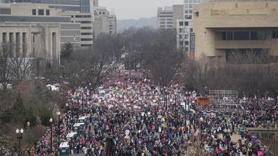 Thousands of people gather near Independence Avenue in Washington DC for the Women’s March and rally. Michael Reynolds / EPA