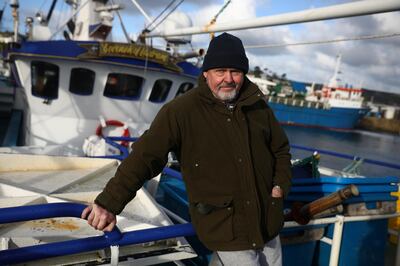 Phil Mitchell, the skipper of Govenek of Ladram fishing boat, poses for a portrait in Penzance Harbour, Britain. The fisherman said 'Boris the betrayer' had slayed the industry and 'dumped it from a great height'. Reuters