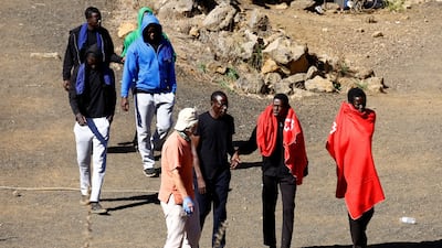 A group of migrants in San Andres on the island of El Hierro, Spain. Reuters
