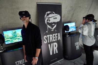 A virtual reality zone and 6 stands equipped with special Oculus Rift glasses at the new Museum of the Second World War in Gdansk, Poland. EPA/Adam Warzawa POLAND OUT