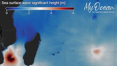 Cyclone Freddy produced waves of up to 6.7m in height. Reuters