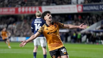 Hull City's Mohamed Belloumi celebrates scoring in the Championship play-off semi-final second leg against Millwall. PA