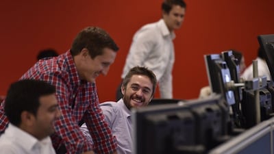 Traders at IG Index iN Lodnon look at screens on the trading floor after Scotland's independence referendum. Toby Melville / Reuters