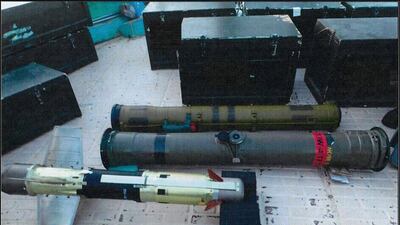 Weapons seized by Saudi-led coalition forces on the deck of an Iranian boat. Media office of Saudi-led Coalition in Yemen / Handout via Reuters