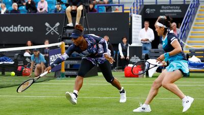 Serena Williams during her round of 16 doubles match with Tunisia's Ons Jabeur against Spain's Sara Sorribes Tormo and Czech Republic's Marie Bouzkova. Reuters