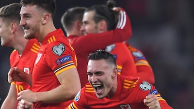 Wales' Connor Roberts celebrates. Getty