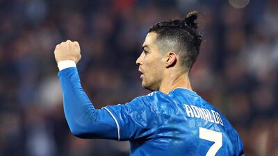 Juventus' Cristiano Ronaldo celebrates scoring aganist SPAL to match the Serie A record. AP
