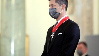 Robert Lewandowski was recognised for his outstanding sports achievements and promoting Poland on the international stage. EPA