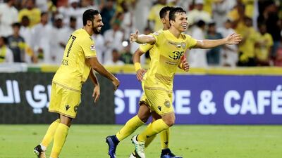 Fabio De Lima, right, has scored more than 100 goals during his six-year stint at Al Wasl. Chris Whiteoak / The National