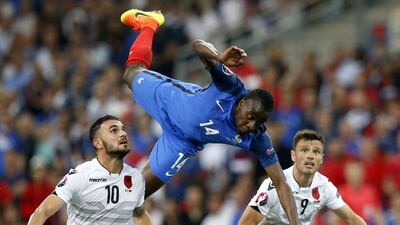 Blaise Matuidi, centre, of France in action against Albania at Stade Velodrome in Marseille. Guillaume Horcajuelo / EPA