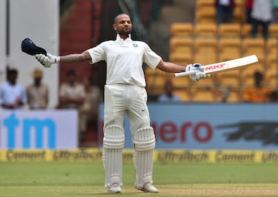 India opener Shikhar Dhawan gave Afghanistan cricketing lessons in the first session. Aijaz Rahi / AP Photo