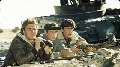 A handout movie still showing Patrick Swayze, Charlie Sheen & C. Thomas Howell in the original Red Dawn. Courtesy United Artists
