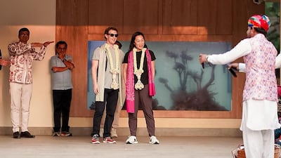 Meta boss Mark Zuckerberg and his wife Priscilla Chan arrive. AFP