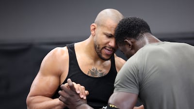 Heavyweight Ciryl Gane working with Haisam Rida at Tripl3 MMA, Dubai.