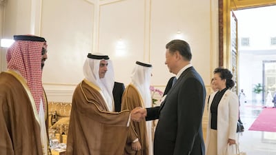Sheikh Saif bin Zayed greets President Xi Jinping. Crown Prince Court - Abu Dhabi