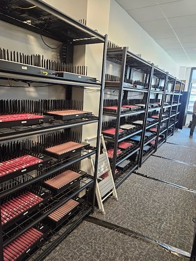 Dismantled electronic devices that the US Secret Service says could have crashed New York's telecoms network. AFP