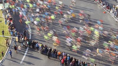 Runners take part in the 38th edition of Barcelona’s Marathon held in Barcelona, Spain. Up to 20,400 people take part in this year’s edition. Marta Perfez / EPA