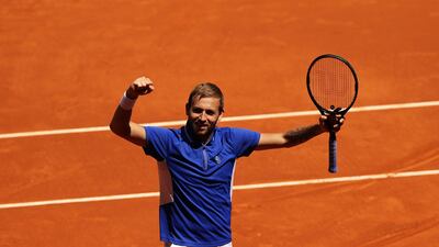 Britain's Dan Evans celebrates after beating Jeremy Chardy of France 6-7, 6-2, 6-3. Getty