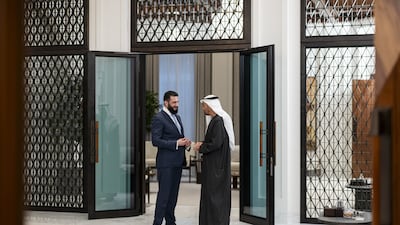 Sheikh Mohamed and Mr Al Shara held high-level talks aimed at strengthening bilateral ties
