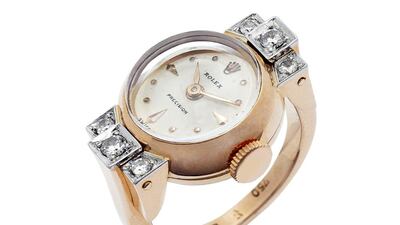 The Rolex ring, made around 1951, is expected to fetch between $5,000 and $7,000. Courtesy Christie's