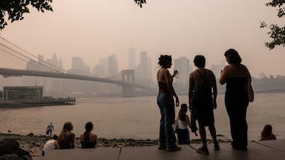 Dumbo neighborhood of Brooklyn is among many areas affected by wildfire smoke. AFP