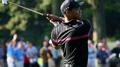Tiger Woods shot seven birdies on the opening day of the Barclays Classic.