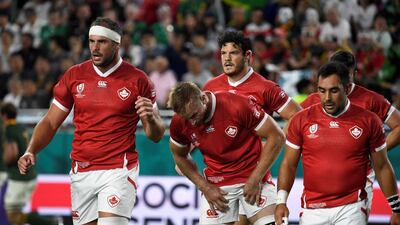 Canada's players during the first-half against South Africa. AFP