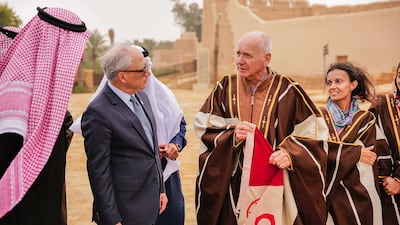 British explorer Mark Evans and Reem Philby are greeted at the launch of the second leg of the Heart of Arabia expedition. All photos: Ana-Maria Pavalache / Heart of Arabia expedition