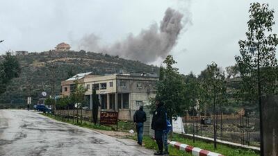 Smoke rises after an Israeli strike near the southern Lebanese village of Ayta Al Shaab. AFP