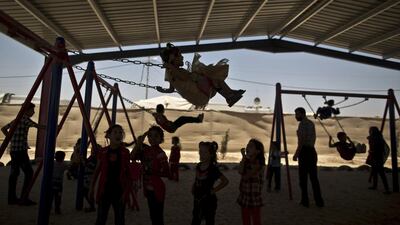 Syrian refugee children at Zaatari refugee camp, near the Syrian border, in Mafraq, Jordan.