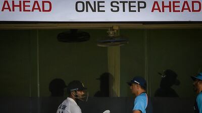 India's Mayank Agarwal with coach Rahul Dravid at the Wankhede Stadium in Mumbai. AFP