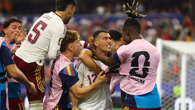 Pedro Porro celebrates scoring Spain's second goal. Reuters