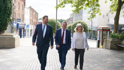 Sir Keir with local councillors Denise Jeffrey, right, and Simon Lightwood, left, on the Wakefield by-election campaign trail.