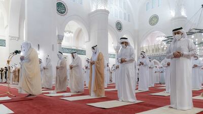 Sheikh Dr Sultan bin Muhammad Al Qasimi, Supreme Council Member and Ruler of Sharjah, led Eid Al Adha prayers at Sharjah Mosque. Wam