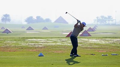 Andy Sullivan of England is pictured on the practice ground during practice before the start of the Abu Dhabi HSBC Golf Championship at the Abu Dhabi Golf Cub on January 19, 2016 in Abu Dhabi, United Arab Emirates. Andrew Redington/Getty Images