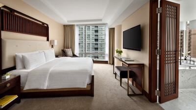 The deluxe one-bedroom suite comes with a two bathrooms. Photo: Shangri-La