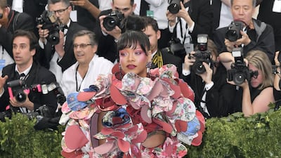 Rihanna in Comme des Garcons at the Met in 2017. Getty