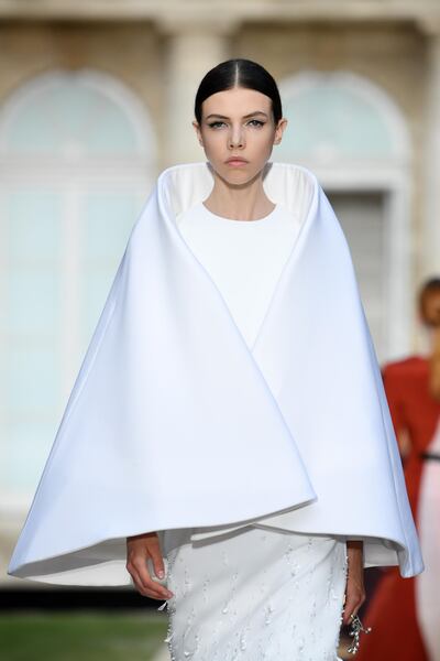 A wrap like cape as part of the Givenchy Haute Couture Fall Winter 2018/2019 show