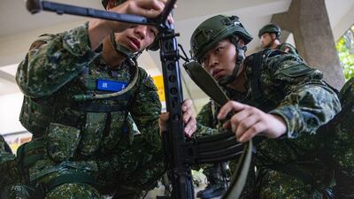 Reservists during the annual Han Kuang military exercise in Miaoli, Taiwan. Getty Images