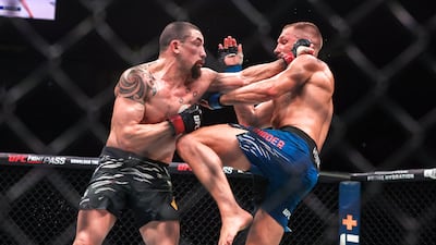 Reinier de Ridder, right, defeated Robert Whittaker via split decision at the Etihad Arena in Abu Dhabi