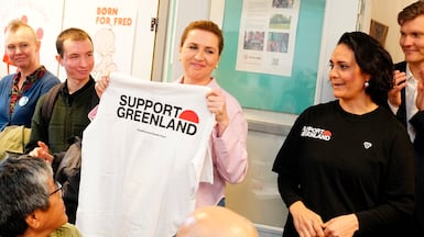 Denmark's Prime Minister and Social Democrats leader Mette Frederiksen meets Greenlandic voters during her campaign on election day in Aalborg. EPA