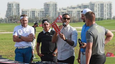 From left: Ian Poulter, Rickie Fowler, DJ Reggie Yates, Dustin Johnson and Henrik Stenson. Courtesy Four Communications