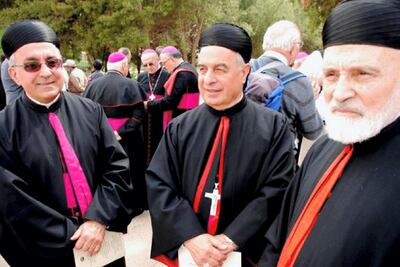 Former Lebanese Maronite Patriarch Boutros Sfeir on the right. Massoud Derhally / The National